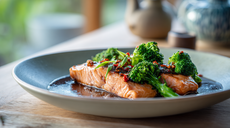 Lax och Broccoli i kinesisk svartbönssås